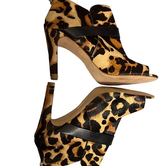 Louise Et Cie size 11 leopard print calf hair open toe bootie back zip - Picture 15 of 16